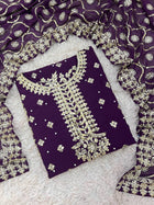 Luxury Purple Embroidered Straight Suit for Wedding, Festive Wear