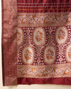 Maroon Jacquard Silk Saree with Sona Chandi Zari and Pure 3Zari Floral Weaving