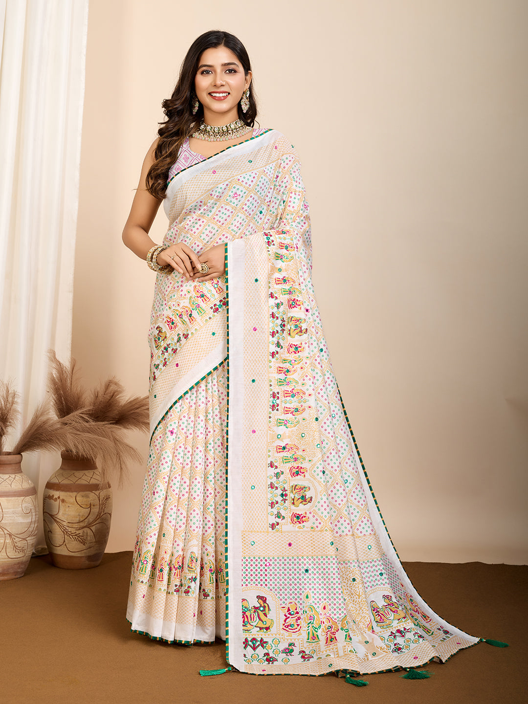White Wedding Saree with Handwork  Royal Bridal Look Ethnic Elegance