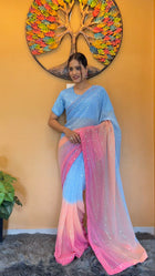 Light Green Floral Organza Saree for Summer Elegance