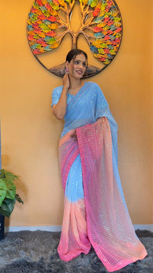 Light Green Floral Organza Saree for Summer Elegance