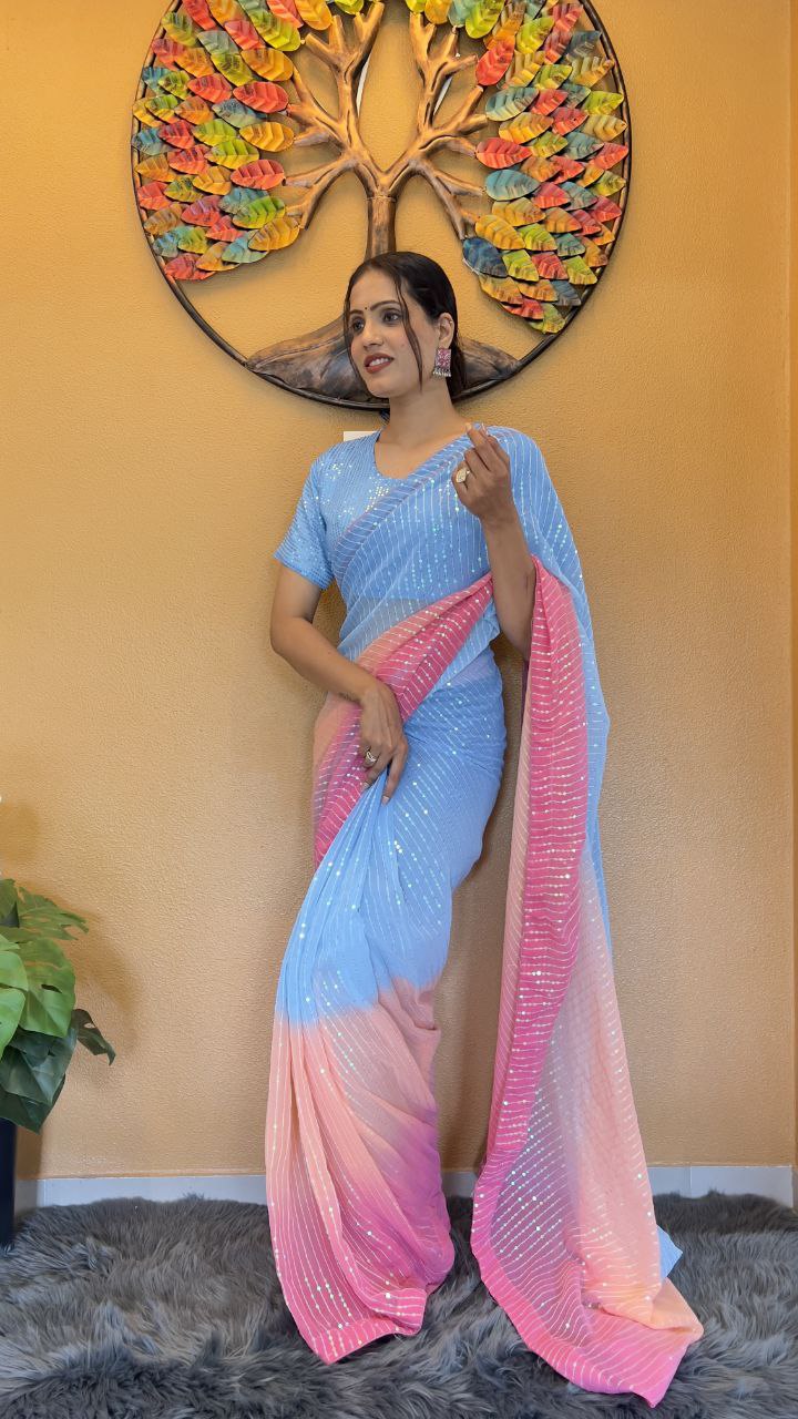 Light Green Floral Organza Saree for Summer Elegance