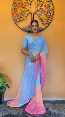 Light Green Floral Organza Saree for Summer Elegance