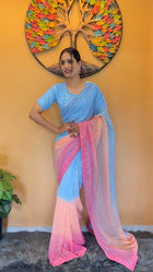 Light Green Floral Organza Saree for Summer Elegance