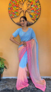 Light Green Floral Organza Saree for Summer Elegance