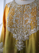 Mustard Olive Green Ombre Embroidered Palazzo Suit with Dupatta Elegant Festive and Wedding Wear