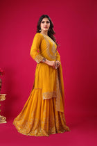 Mustard Yellow Embroidered Sharara Suit for Women Festive