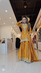 Mustard Yellow Sharara Suit with Heavy Embroidery for Festive and Wedding Wear