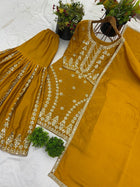 Mustard Yellow Sharara Suit with Heavy Embroidery for Festive and Wedding Wear