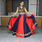 Navy Blue and Red Traditional Lehenga Choli with Kutchi Embroidered Blouse for Garba and Navratri