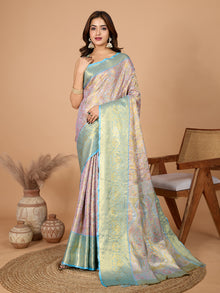 Pastel Green & Pink Banarasi Silk Saree Elegant Festive & Wedding Wear
