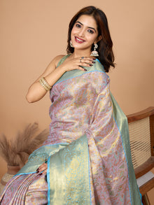 Pastel Green & Pink Banarasi Silk Saree Elegant Festive & Wedding Wear