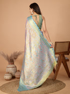 Pastel Green & Pink Banarasi Silk Saree Elegant Festive & Wedding Wear