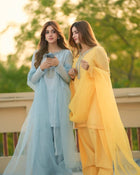 Pastel Salwar Suit Trio Yellow, Peach Pink & Sky Blue Ethnic Sets for Women 3 in 1 Combo