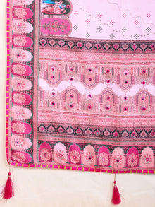 Pink Digital Print Saree with Maroon Ethnic Border Traditional & Festive Wear