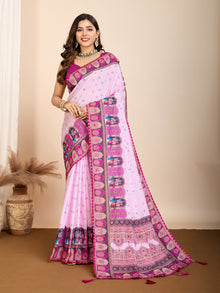 Pink Ethnic Printed Saree with Rajasthani Motifs Festive & Cultural Wear