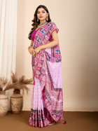 Pink Ethnic Printed Saree with Rajasthani Motifs Festive & Cultural Wear