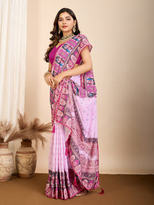 Pink Ethnic Printed Saree with Rajasthani Motifs Festive & Cultural Wear