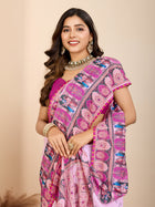 Pink Ethnic Printed Saree with Rajasthani Motifs Festive & Cultural Wear