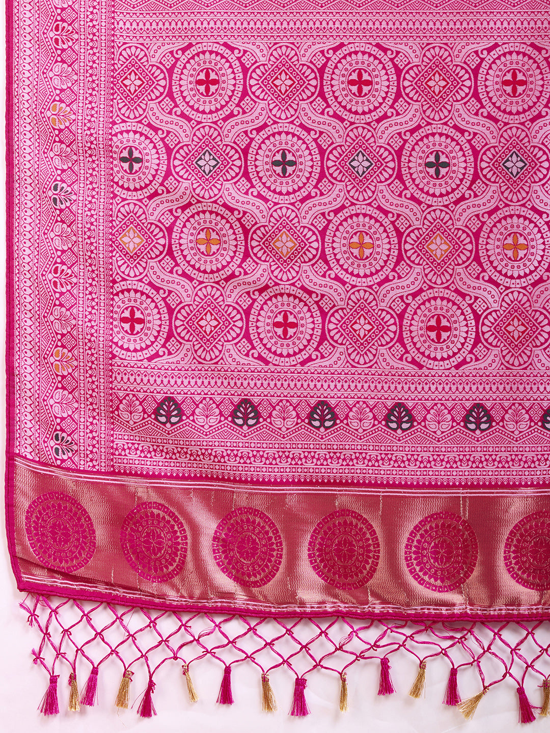 Pure Pink Silk Saree with Mina Kari Weaving and Rich Pallu  Festive Wear