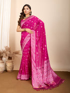 Pure Pink Silk Saree with Mina Kari Weaving and Rich Pallu  Festive Wear
