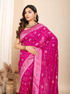Pure Pink Silk Saree with Mina Kari Weaving and Rich Pallu  Festive Wear