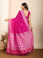 Pure Pink Silk Saree with Mina Kari Weaving and Rich Pallu  Festive Wear