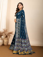 Pure Blue Silk Saree with Meena Kari Weaving  Rich Pallu  Festive  Wedding Special