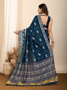 Pure Blue Silk Saree with Meena Kari Weaving  Rich Pallu  Festive  Wedding Special