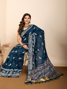 Pure Blue Silk Saree with Meena Kari Weaving  Rich Pallu  Festive  Wedding Special