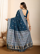 Graceful pure blue silk saree with traditional Mina Kari weaving and rich zari pallu