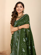 Pure Green Silk Saree with Meena Kari Weaving & Rich Pallu Elegant Festive