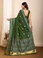 Pure Green Silk Saree with Meena Kari Weaving & Rich Pallu Elegant Festive