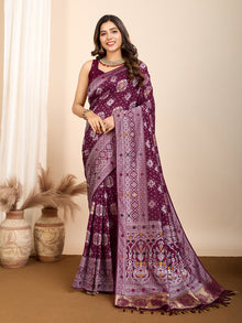 Pure Maroon Silk Saree with  Mina Kari Weaving and Rich Pallu Festive Wear