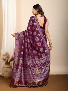 Pure Maroon Silk Saree with  Mina Kari Weaving and Rich Pallu Festive Wear