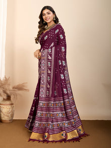 Pure Maroon Silk Saree with Meena Kari Weaving And Rich Pallu  Luxury Wear