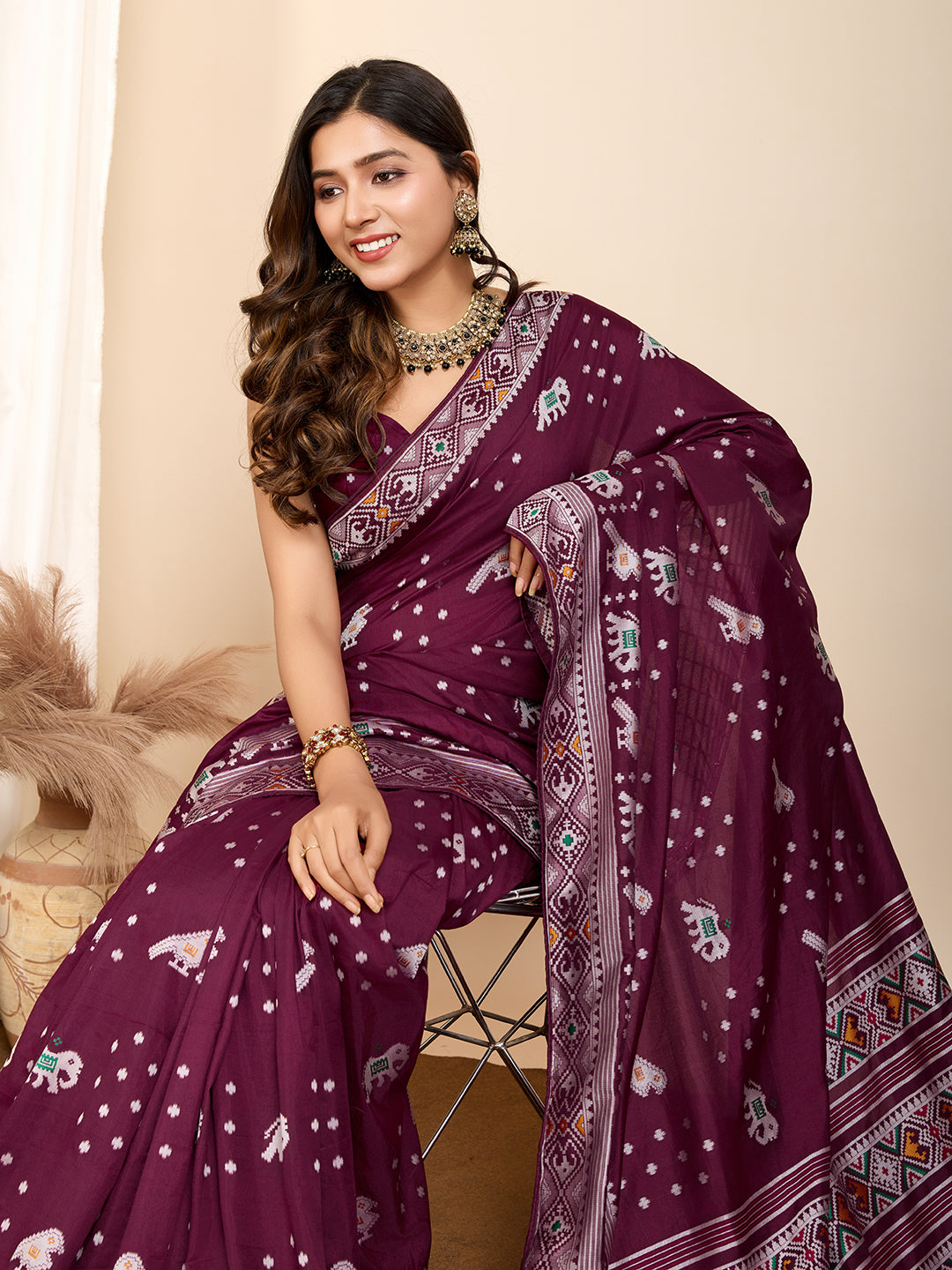 Pure Maroon Silk Saree with Meena Kari Weaving And Rich Pallu  Luxury Wear