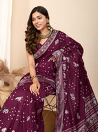 Pure Maroon Silk Saree with Meena Kari Weaving And Rich Pallu  Luxury Wear