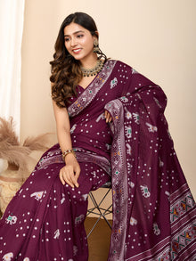 Pure Maroon Silk Saree with Meena Kari Weaving And Rich Pallu  Luxury Wear