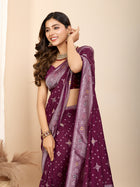 Pure Maroon Silk Saree with Mina Kari Weaving and Rich Pallu  Bridal and Festive Elegance