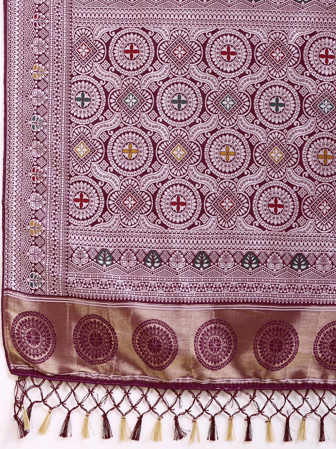 Pure Maroon Silk Saree with Mina Kari Weaving and Rich Pallu  Bridal and Festive Elegance