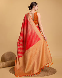 Pure Patola Silk Saree with Contrast Meenakari and Tassel Pallu Traditional Designer Saree