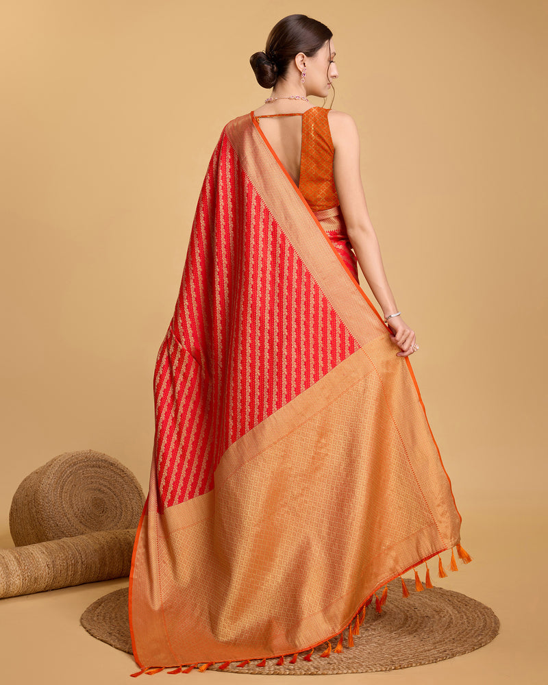 Pure Patola Silk Saree with Contrast Meenakari and Tassel Pallu Traditional Designer Saree
