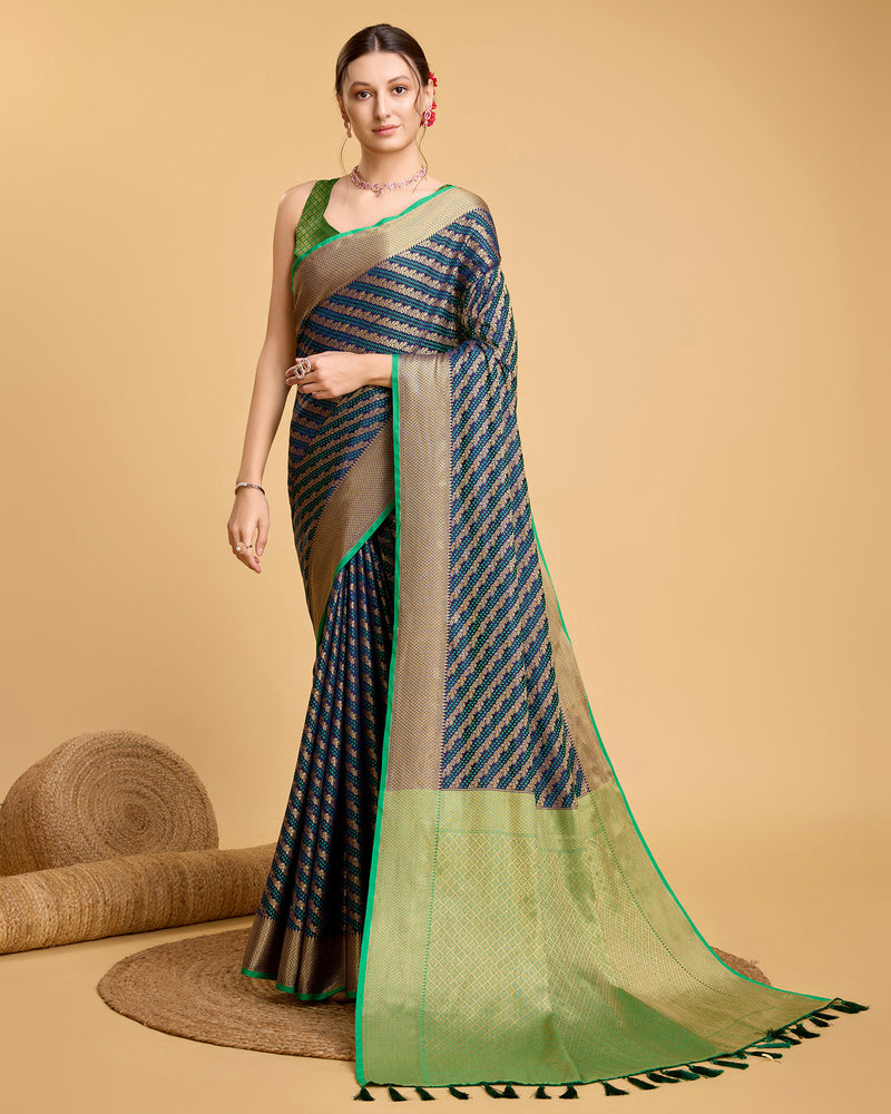 Pure Patola Silk Saree with Contrast Meenakari and Tassel Pallu Traditional Designer Saree