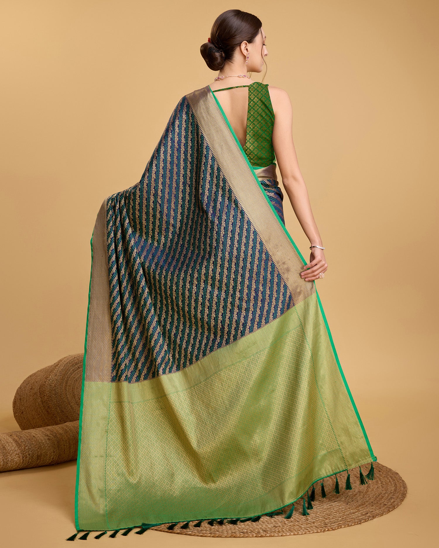Pure Patola Silk Saree with Contrast Meenakari and Tassel Pallu Traditional Designer Saree