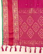 Pure Pink Silk Saree with Meenakari Weaving & Rich Contrast Pallu  Festive