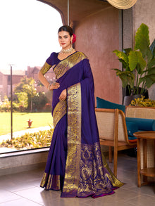 Pure Purple Silk Saree with All Over Weaving & Rich Pallu Wedding & Festive Look