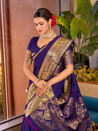 Pure Purple Silk Saree with All Over Weaving & Rich Pallu Wedding & Festive Look