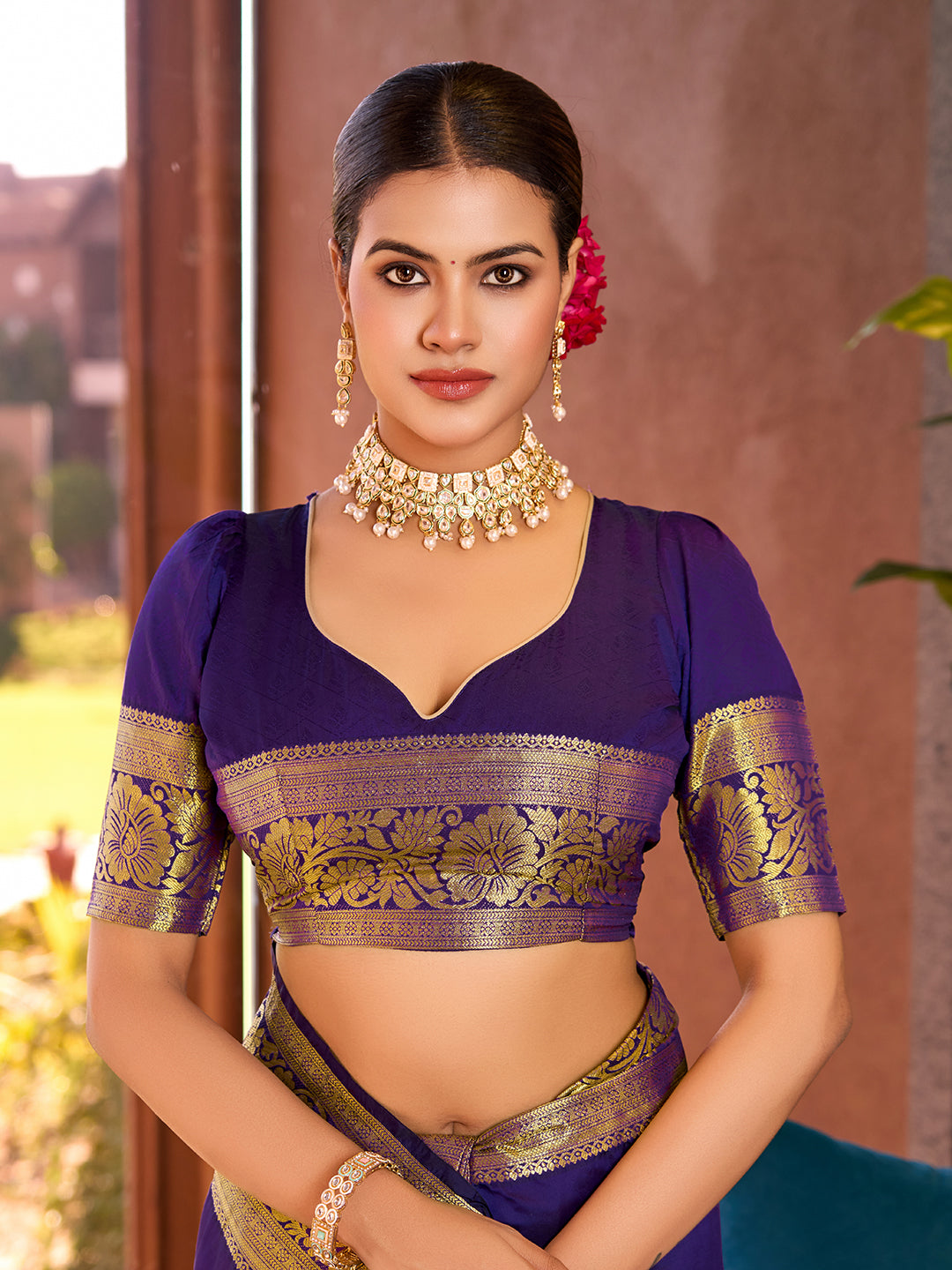 Pure Purple Silk Saree with All Over Weaving & Rich Pallu Wedding & Festive Look