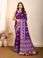 Pure Purple Silk Saree with Meena Kari Weaving and Rich Pallu Wedding Wear